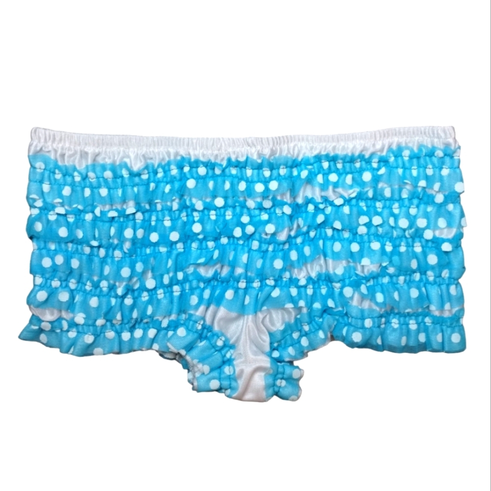 Roma Polka Dot Ruffle Boyshorts Turquoise Blue Panties